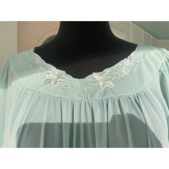 Miss Elaine Classics Blue Embroidered Flutter Sleeve L Gown Style 50809 - Picture 2 of 9